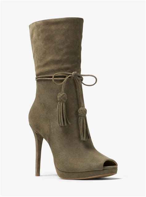 michael michael kors rosalie suede open toe mid calf boot|Michael Kors Mid.